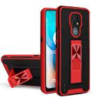 For Motorola Moto E7 Dual-color Skin Feel TPU + PC Magnetic Shockproof Case with Invisible Holder(Red) - 1