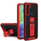 For Motorola Moto G8 Power Dual-color Skin Feel TPU + PC Magnetic Shockproof Case with Invisible Holder(Red) - 1