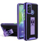 For Motorola Moto G60 Dual-color Skin Feel TPU + PC Magnetic Shockproof Case with Invisible Holder(Purple) - 1