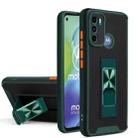 For Motorola Moto G60 Dual-color Skin Feel TPU + PC Magnetic Shockproof Case with Invisible Holder(Dark Green) - 1