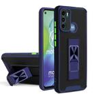 For Motorola Moto G60 Dual-color Skin Feel TPU + PC Magnetic Shockproof Case with Invisible Holder(Blue) - 1