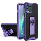 For Motorola Moto G100 Dual-color Skin Feel TPU + PC Magnetic Shockproof Case with Invisible Holder(Purple) - 1