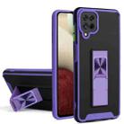 For Samsung Galaxy A12 / M12 / F12 Dual-color Skin Feel TPU + PC Magnetic Shockproof Case with Invisible Holder(Purple) - 1