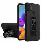 For Samsung Galaxy A21s Dual-color Skin Feel TPU + PC Magnetic Shockproof Case with Invisible Holder(Black) - 1