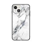 Marble Pattern Glass + TPU Protective Case For iPhone 13 mini(White) - 1