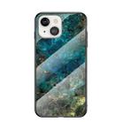 Marble Pattern Glass + TPU Protective Case For iPhone 13 mini(Emerald) - 1