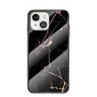 Marble Pattern Glass + TPU Protective Case For iPhone 13 mini(Golden Black) - 1