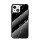 Marble Pattern Glass + TPU Protective Case For iPhone 13(Black) - 1