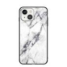 Marble Pattern Glass + TPU Protective Case For iPhone 13(White) - 1