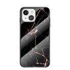 Marble Pattern Glass + TPU Protective Case For iPhone 13(Golden Black) - 1