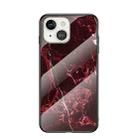 Marble Pattern Glass + TPU Protective Case For iPhone 13(Blood Red) - 1