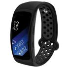 For Gear Fit2 / Fit2 Pro Smart Watch Multiaperture Silicone Double Color Watch Band(Black) - 1