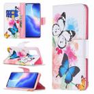 For OPPO Reno5 Colored Drawing Pattern Horizontal Flip Leather Case with Holder & Card Slots & Wallet(Butterflies) - 1