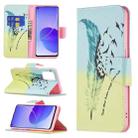 For OPPO Reno6 Colored Drawing Pattern Horizontal Flip Leather Case with Holder & Card Slots & Wallet(Feather) - 1