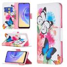 For vivo V21e 4G Colored Drawing Pattern Horizontal Flip Leather Case with Holder & Card Slots & Wallet(Butterflies) - 1