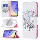For vivo V21e 4G Colored Drawing Pattern Horizontal Flip Leather Case with Holder & Card Slots & Wallet(Tree) - 1
