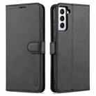 For Samsung Galaxy S21 5G AZNS Skin Feel Calf Texture Horizontal Flip Leather Case with Card Slots & Holder & Wallet(Black) - 1