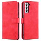 For Samsung Galaxy S21 5G AZNS Skin Feel Calf Texture Horizontal Flip Leather Case with Card Slots & Holder & Wallet(Red) - 1