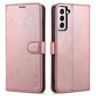 For Samsung Galaxy S21 5G AZNS Skin Feel Calf Texture Horizontal Flip Leather Case with Card Slots & Holder & Wallet(Rose Gold) - 1
