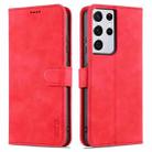 For Samsung Galaxy S21 Ultra 5G AZNS Skin Feel Calf Texture Horizontal Flip Leather Case with Card Slots & Holder & Wallet(Red) - 1