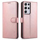 For Samsung Galaxy S21 Ultra 5G AZNS Skin Feel Calf Texture Horizontal Flip Leather Case with Card Slots & Holder & Wallet(Rose Gold) - 1