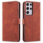 For Samsung Galaxy S21 Ultra 5G AZNS Skin Feel Calf Texture Horizontal Flip Leather Case with Card Slots & Holder & Wallet(Brown) - 1