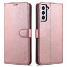 For Samsung Galaxy S21+ 5G AZNS Skin Feel Calf Texture Horizontal Flip Leather Case with Card Slots & Holder & Wallet(Rose Gold) - 1