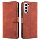For Samsung Galaxy S21+ 5G AZNS Skin Feel Calf Texture Horizontal Flip Leather Case with Card Slots & Holder & Wallet(Brown) - 1