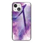 For iPhone 13 Abstract Marble Pattern Glass Protective Case(Abstract Purple) - 1