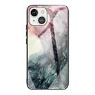 For iPhone 13 Abstract Marble Pattern Glass Protective Case(Abstract Black) - 1