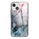 For iPhone 13 Abstract Marble Pattern Glass Protective Case(Abstract Light Pink) - 1
