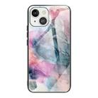 For iPhone 13 Abstract Marble Pattern Glass Protective Case(Abstract Multicolor) - 1