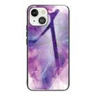 For iPhone 13 mini Abstract Marble Pattern Glass Protective Case (Abstract Purple) - 1