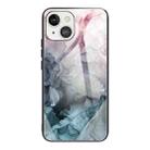 For iPhone 13 mini Abstract Marble Pattern Glass Protective Case (Abstract Light Pink) - 1