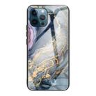 For iPhone 13 Pro Abstract Marble Pattern Glass Protective Case (Abstract Gold) - 1