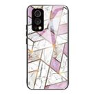 Abstract Marble Pattern Glass Protective Case For OnePlus Nord 2 5G(Rhombus White Purple) - 1