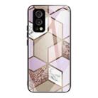 Abstract Marble Pattern Glass Protective Case For OnePlus Nord 2 5G(Rhombus Orange Purple) - 1