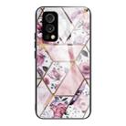 Abstract Marble Pattern Glass Protective Case For OnePlus Nord 2 5G(Rhombus Rose) - 1