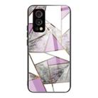 Abstract Marble Pattern Glass Protective Case For OnePlus Nord 2 5G(Rhombus Gray Purple) - 1