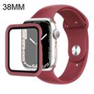 Silicone Watch Band + Watch Protective Case with Screen Protector Set For Apple Watch Series 3 & 2 & 1 38mm(Wine Red) - 1