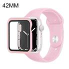 Silicone Watch Band + Watch Protective Case with Screen Protector Set For Apple Watch Series 3 & 2 & 1 42mm(Pink) - 1