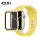 Silicone Watch Band + Watch Protective Case with Screen Protector Set For Apple Watch Series 3 & 2 & 1 42mm(Yellow) - 1