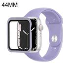 Silicone Watch Band + Watch Protective Case with Screen Protector Set For Apple Watch Series  7  45mm / & 6 & SE & 5 & 4 44mm (Dark Purple) - 1