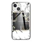 For iPhone 13 Marble Tempered Glass Back Cover TPU Border Case(HCBL-23) - 1