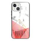 For iPhone 13 mini Marble Tempered Glass Back Cover TPU Border Case (HCBL-25) - 1