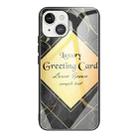 For iPhone 13 mini Marble Tempered Glass Back Cover TPU Border Case (HCBL-24) - 1
