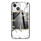 For iPhone 13 mini Marble Tempered Glass Back Cover TPU Border Case (HCBL-23) - 1