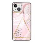 For iPhone 13 mini Marble Tempered Glass Back Cover TPU Border Case (HCBL-22) - 1