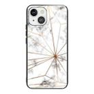 For iPhone 13 mini Marble Tempered Glass Back Cover TPU Border Case (HCBL-14) - 1