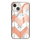 For iPhone 13 mini Marble Tempered Glass Back Cover TPU Border Case (HCBL-6) - 1